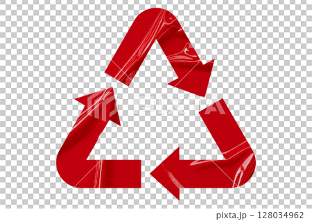 Red recycle symbol paper isolated on transparent background 128034962