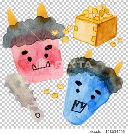 水彩插圖、手繪插圖、節分影像 水彩插圖、手繪插圖、節分影像 128034996