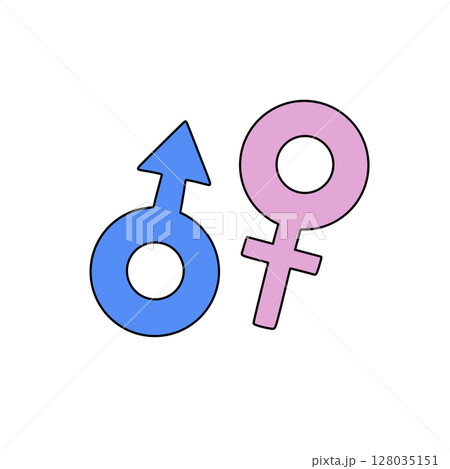 A blue and pink symbol of a man and woman 128035151
