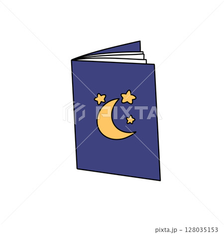 A book with a blue cover and a moon on it 128035153