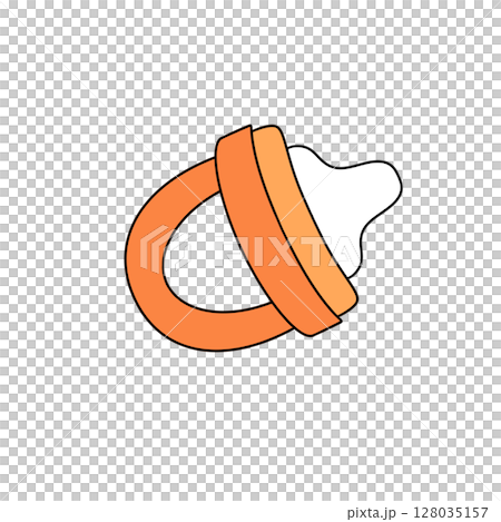 A baby bottle with a white nipple 128035157