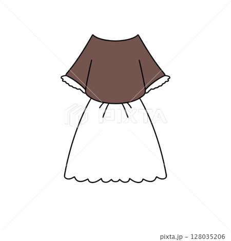 A dress with a white skirt and a brown top A dress with a white skirt and a brown top 128035206