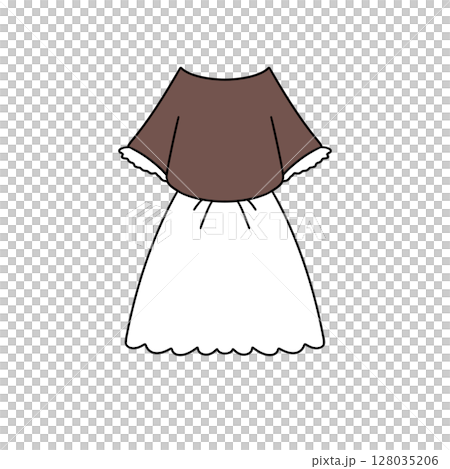 A dress with a white skirt and a brown top A dress with a white skirt and a brown top 128035206