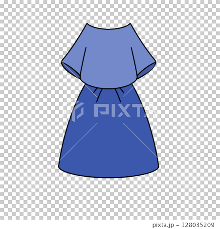 A blue dress with a blue top and a blue skirt 128035209