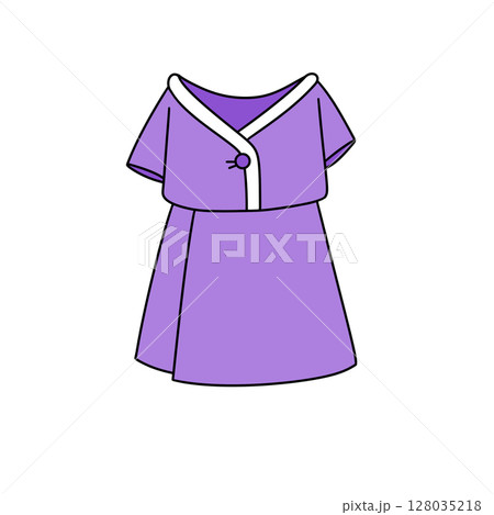 A purple dress with a white collar and a white bow 128035218