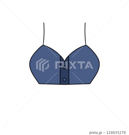A blue bra with a button on the front A blue bra with a button on the front 128035278