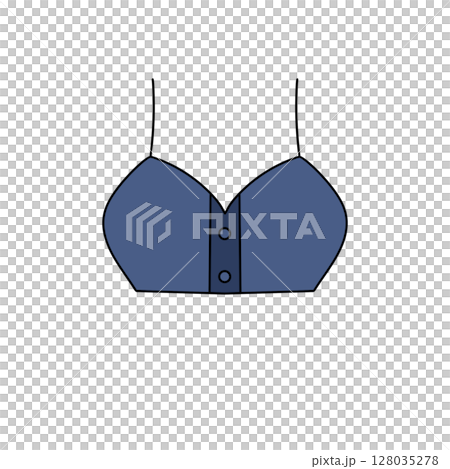 A blue bra with a button on the front A blue bra with a button on the front 128035278