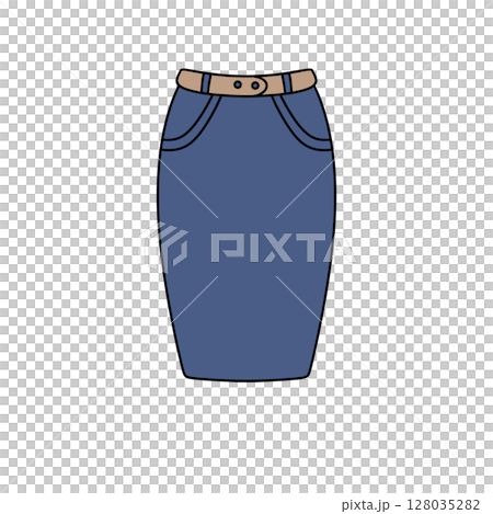 A blue skirt with a belt A blue skirt with a belt 128035282