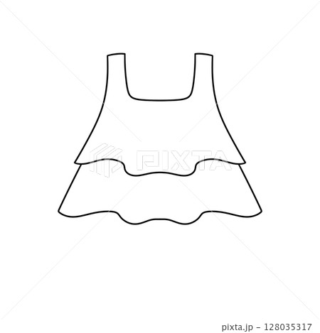 A white dress with a V-neck and a ruffle collar A white dress with a V-neck and a ruffle collar 128035317
