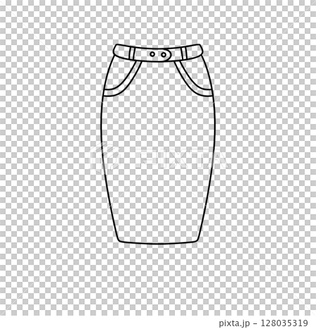 A white skirt with a belt and pockets A white skirt with a belt and pockets 128035319