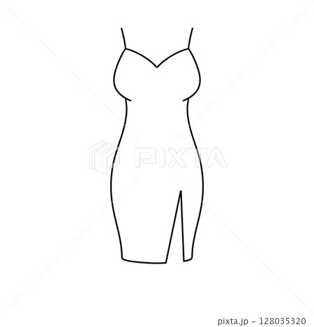 A woman's dress is drawn in black and white 128035320