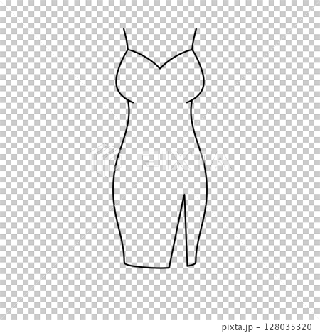 A woman's dress is drawn in black and white 128035320