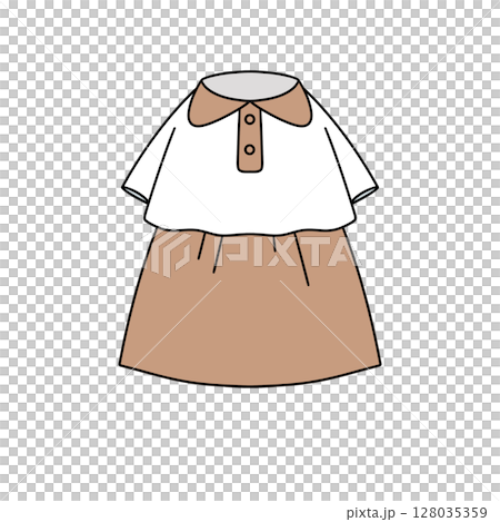 A cartoon drawing of a woman's dress with a white collar 128035359