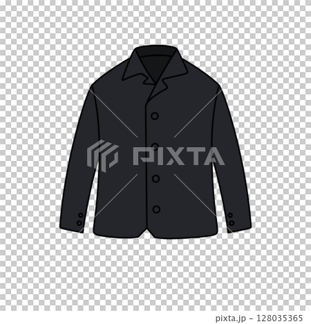 A black jacket with a white collar and buttons A black jacket with a white collar and buttons 128035365