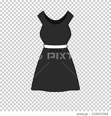 A black dress with a white belt 128035368
