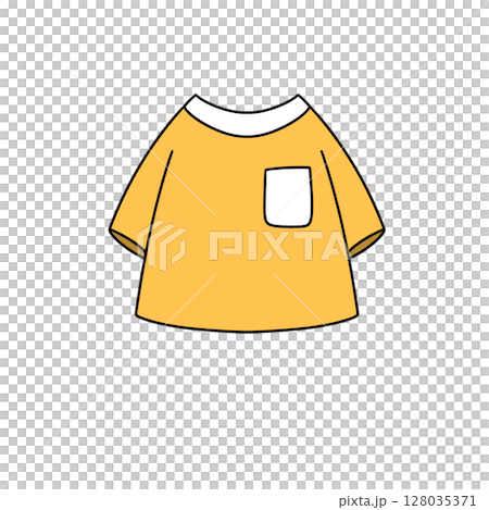 A yellow shirt with a pocket on the front 128035371