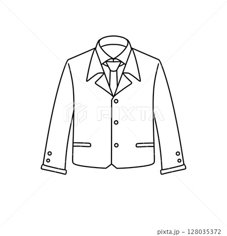 A white shirt with a black tie is drawn in black and white A white shirt with a black tie is drawn in black and white 128035372