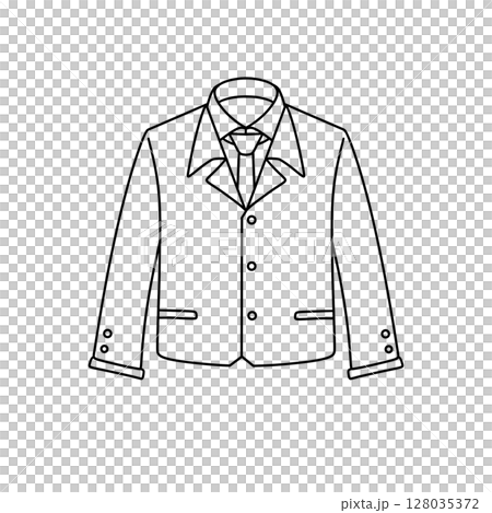 A white shirt with a black tie is drawn in black and white A white shirt with a black tie is drawn in black and white 128035372