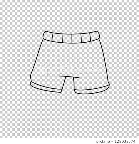 A pair of shorts is drawn in black and white 128035374