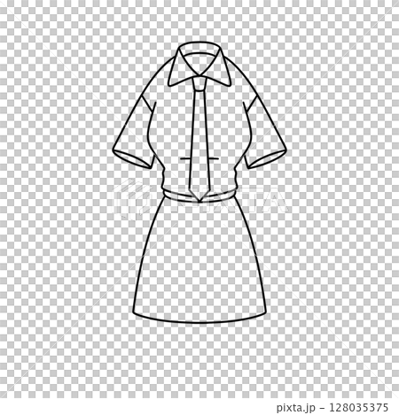 A woman is wearing a dress and a tie A woman is wearing a dress and a tie 128035375