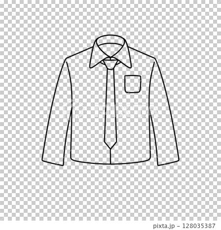 A white shirt with a tie and a pocket A white shirt with a tie and a pocket 128035387