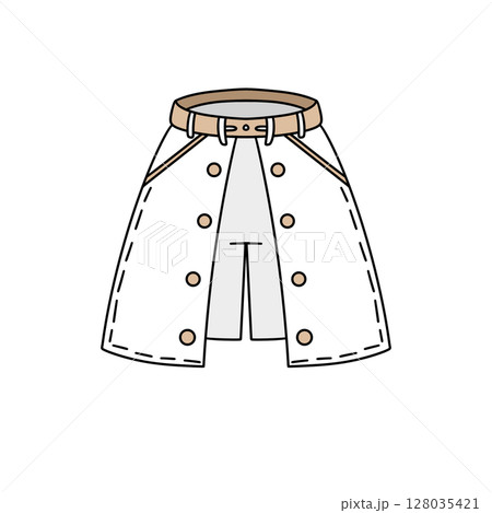 A white dress with a belt and buttons A white dress with a belt and buttons 128035421