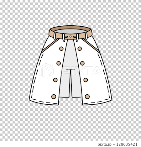 A white dress with a belt and buttons A white dress with a belt and buttons 128035421