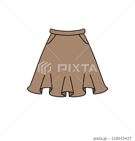 A brown skirt with a ruffle on the bottom A brown skirt with a ruffle on the bottom 128035427