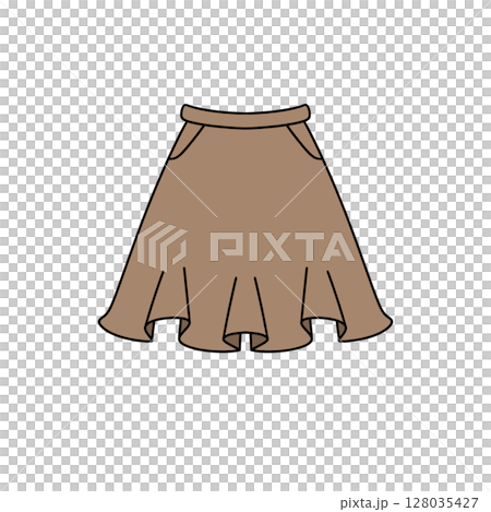 A brown skirt with a ruffle on the bottom A brown skirt with a ruffle on the bottom 128035427