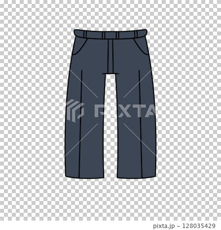 A pair of blue pants with a belt A pair of blue pants with a belt 128035429