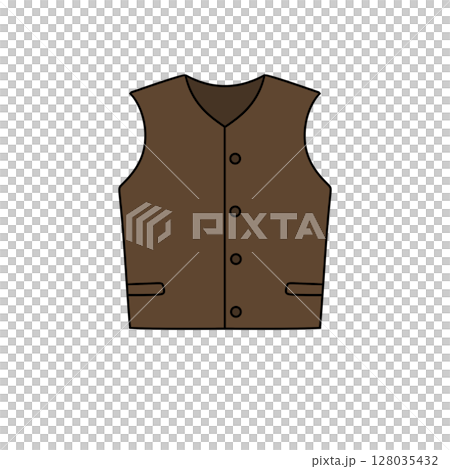 A brown vest with buttons on the front 128035432