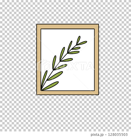 A leafy green plant is shown in a frame A leafy green plant is shown in a frame 128035503