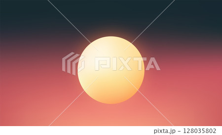 sun moon glowing orb with dramatic teal red gradient sky serene atmospheric background celestial nature landscape art illustration concept for sunset sunrise themes 128035802