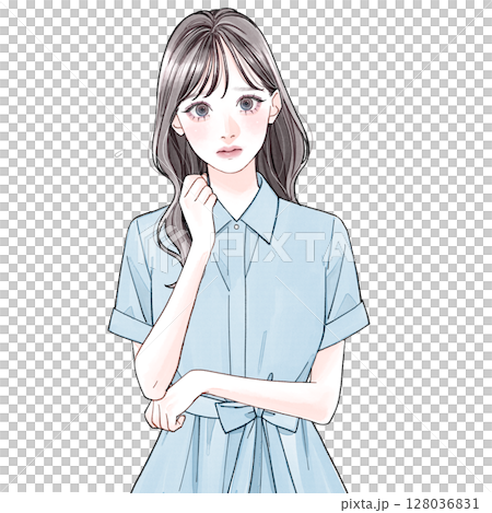 20代女性(清楚系)_困惑 20代女性(清楚系)_困惑 128036831