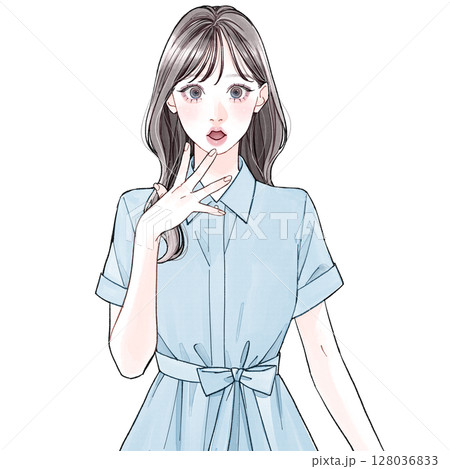 20代女性(清楚系)_驚き 20代女性(清楚系)_驚き 128036833