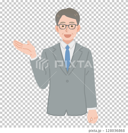 一位中年商人指路的插圖 128036868