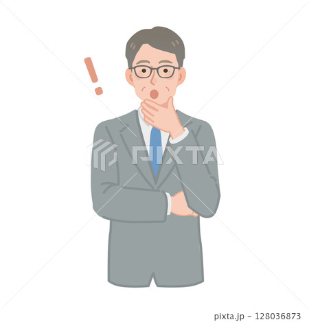 びっくりする中年のビジネスマンのイラスト 128036873