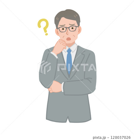 疑問に思う中年サラリーマン 128037026