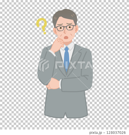 疑問に思う中年サラリーマン 128037026