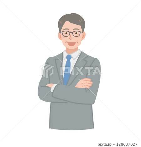 腕組みをする中年サラリーマン 128037027