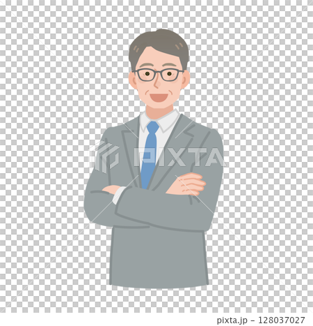 腕組みをする中年サラリーマン 128037027