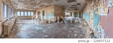 Derelict Building Interior Decaying Walls Room Ruin Spooky Abandoned Old Structure worn aged empty 128037122