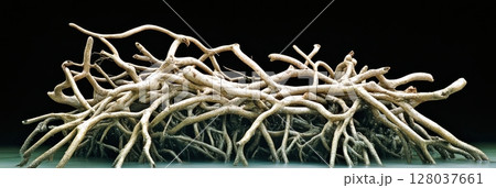 Intricate Mangrove Roots Nature Photography Dark Background Detailed Abstract art sea tree wood wild 128037661