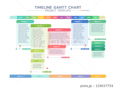 Timeline gantt chart infographic template background 128037759