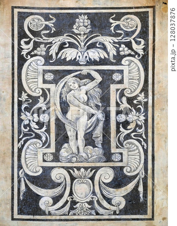 Detail of the decoration of the facade of Building of Pisa Superiore University on Piazza dei Cavalieri in Pisa, Italy Detail of the decoration of the facade of Building of Pisa Superiore University on Piazza dei Cavalieri in Pisa, Italy 128037876