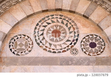 Mosaics in the lunette of the church San Paolo all'Orto in Pisa, Italy 128037879