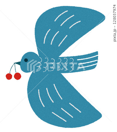シンプルな青い鳥 128037974