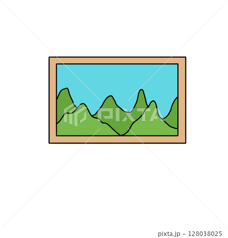 A picture of mountains with a blue sky 128038025
