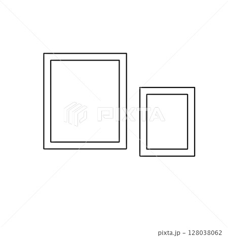Two white framed pictures side by side 128038062