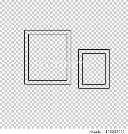 Two white framed pictures side by side 128038062